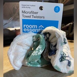 4 Pack Microfiber Towel Hair Drying Twisters Room Essentials  Green White & Gray